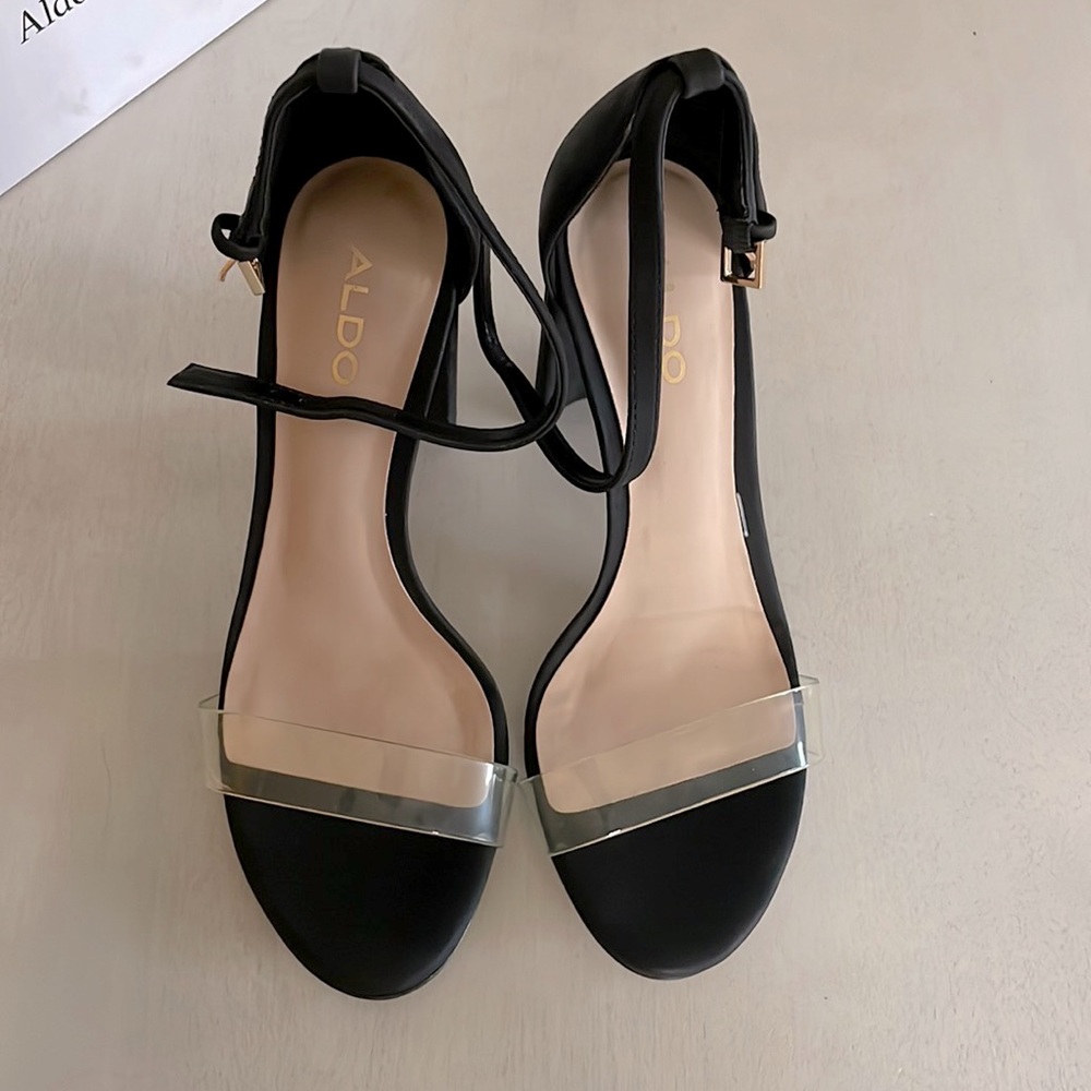 Aldo Clear Strapped Suede Sandal.